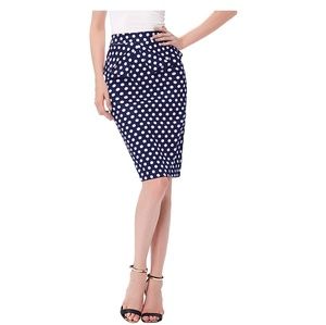 Navy Blue Polka Dot Pencil Skirt, XL